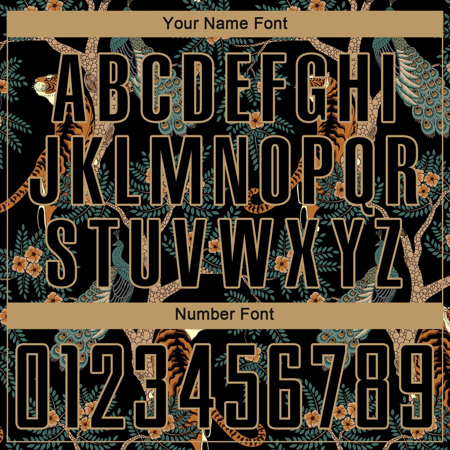 Custom Black Old Gold Tiger And Peacock Sublimation Soccer Uniform Jersey - Sky-Custom