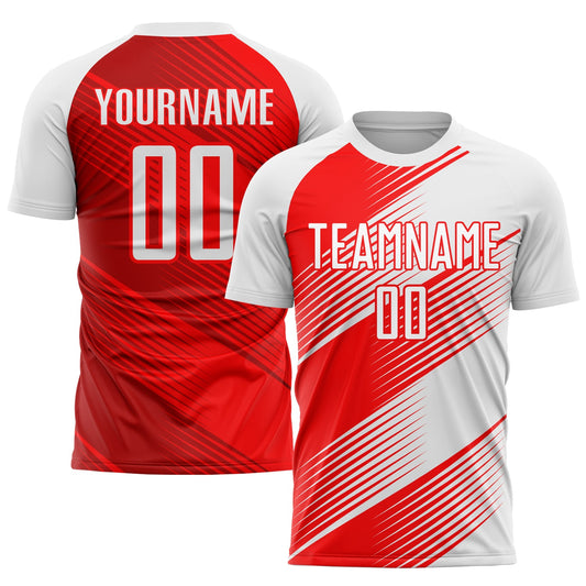 Custom Red White Sublimation Soccer Uniform Jersey - Sky-Custom