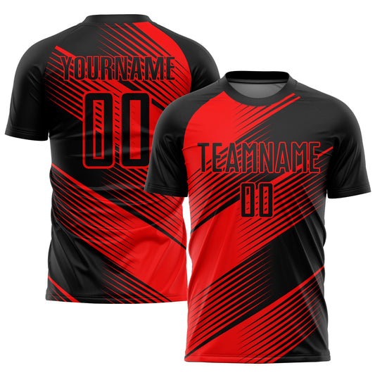 Custom Red Black Sublimation Soccer Uniform Jersey - Sky-Custom