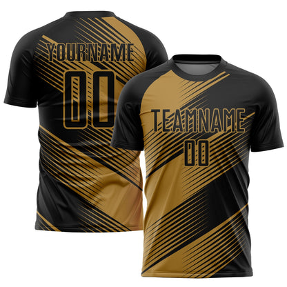 Custom Old Gold Black Sublimation Soccer Uniform Jersey - Sky-Custom