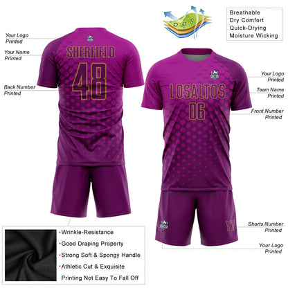Custom Deep Pink Purple-Old Gold Sublimation Soccer Uniform Jersey - Sky-Custom