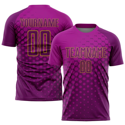 Custom Deep Pink Purple-Old Gold Sublimation Soccer Uniform Jersey - Sky-Custom