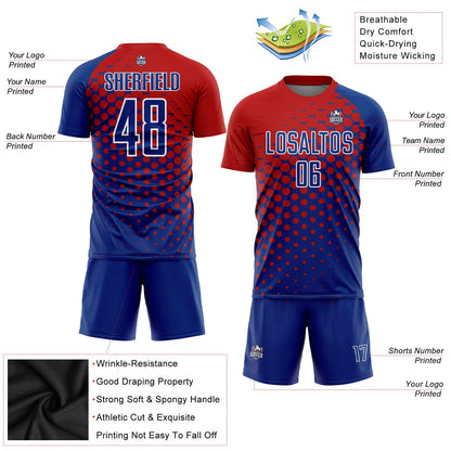 Custom Red Royal-White Sublimation Soccer Uniform Jersey - Sky-Custom
