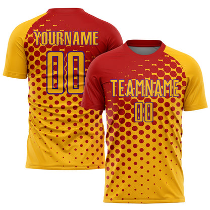 Custom Gold Red-Purple Sublimation Soccer Uniform Jersey - Sky-Custom