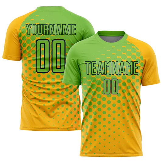 Custom Gold Neon Green-Navy Sublimation Soccer Uniform Jersey - Sky-Custom