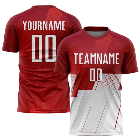 Custom Red White Sublimation Soccer Uniform Jersey - Sky-Custom