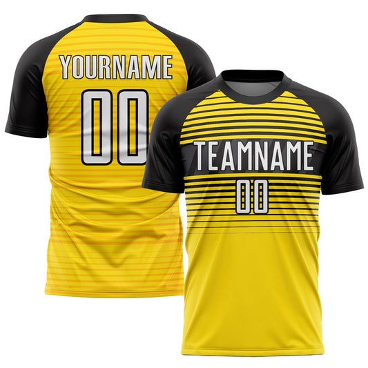 Custom Yellow White-Black Sublimation Soccer Uniform Jersey - Sky-Custom