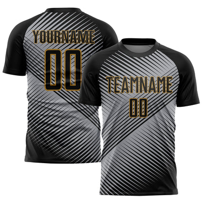 Custom Gray Black-Old Gold Sublimation Soccer Uniform Jersey - Sky-Custom