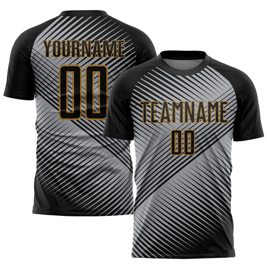 Custom Gray Black-Old Gold Sublimation Soccer Uniform Jersey - Sky-Custom
