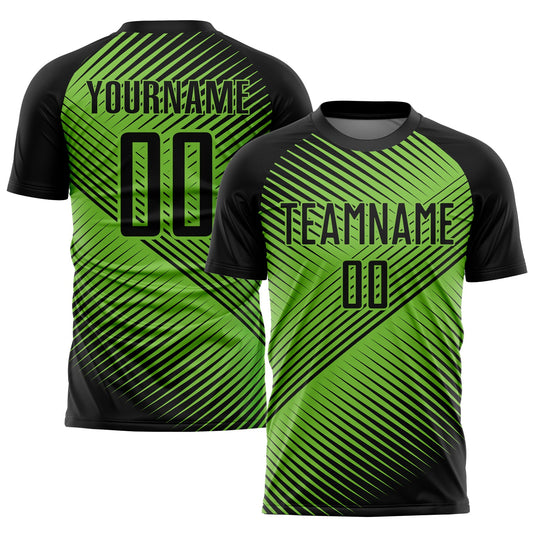 Custom Neon Green Black Sublimation Soccer Uniform Jersey - Sky-Custom