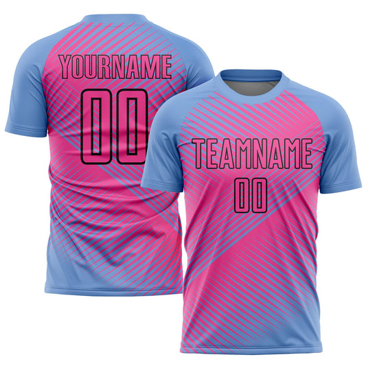 Custom Light Blue Pink-Black Sublimation Soccer Uniform Jersey - Sky-Custom
