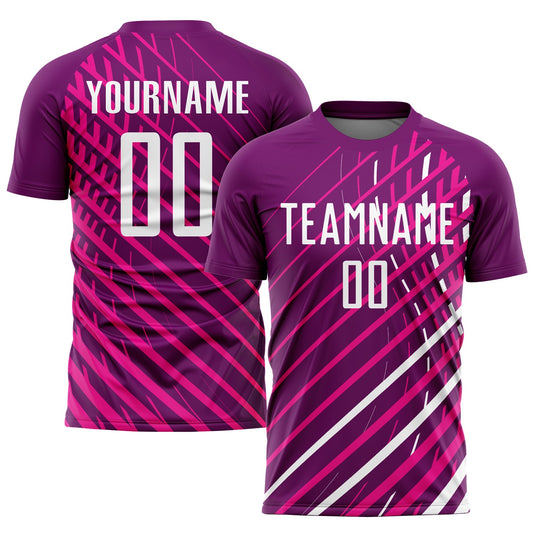 Custom Pink White-Crimson Sublimation Soccer Uniform Jersey - Sky-Custom