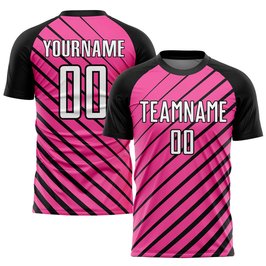 Custom Pink White-Black Sublimation Soccer Uniform Jersey - Sky-Custom