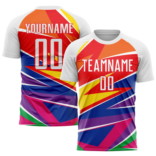 Custom Figure White-Red Sublimation Soccer Uniform Jersey - Sky-Custom