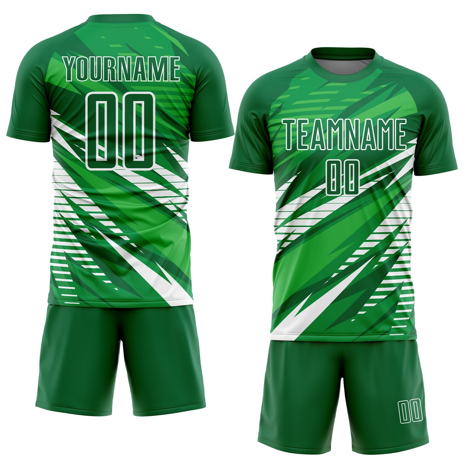 Custom Kelly Green White Sublimation Soccer Uniform Jersey - Sky-Custom