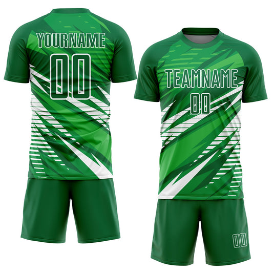 Custom Kelly Green White Sublimation Soccer Uniform Jersey - Sky-Custom
