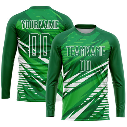 Custom Kelly Green White Sublimation Soccer Uniform Jersey - Sky-Custom