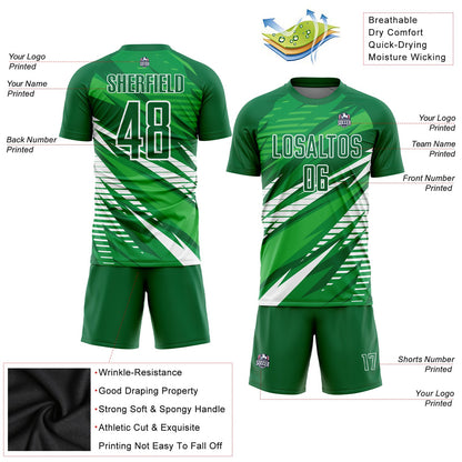 Custom Kelly Green White Sublimation Soccer Uniform Jersey - Sky-Custom