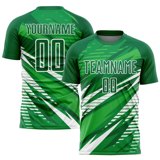 Custom Kelly Green White Sublimation Soccer Uniform Jersey - Sky-Custom