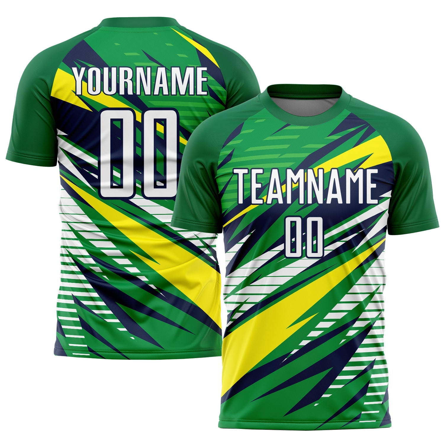 Custom Green White Yellow-Navy Sublimation Soccer Uniform Jersey - Sky-Custom