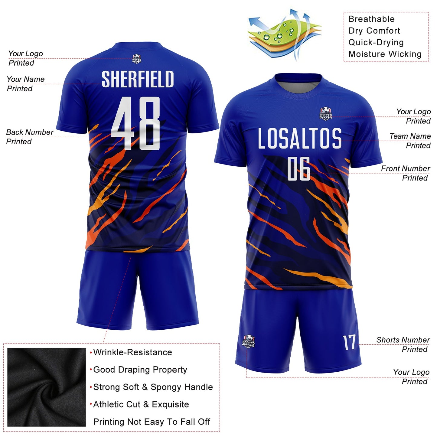 Custom Royal White Yellow-Black Sublimation Soccer Uniform Jersey - Sky-Custom
