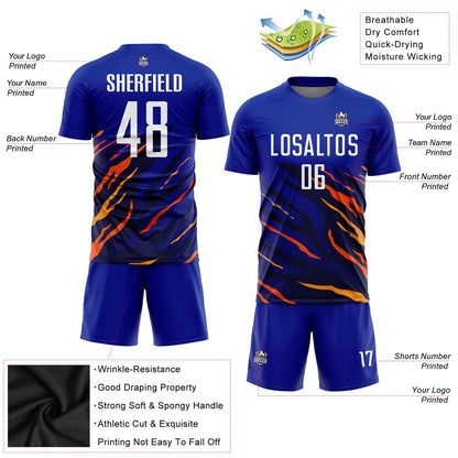 Custom Royal White Yellow-Black Sublimation Soccer Uniform Jersey - Sky-Custom