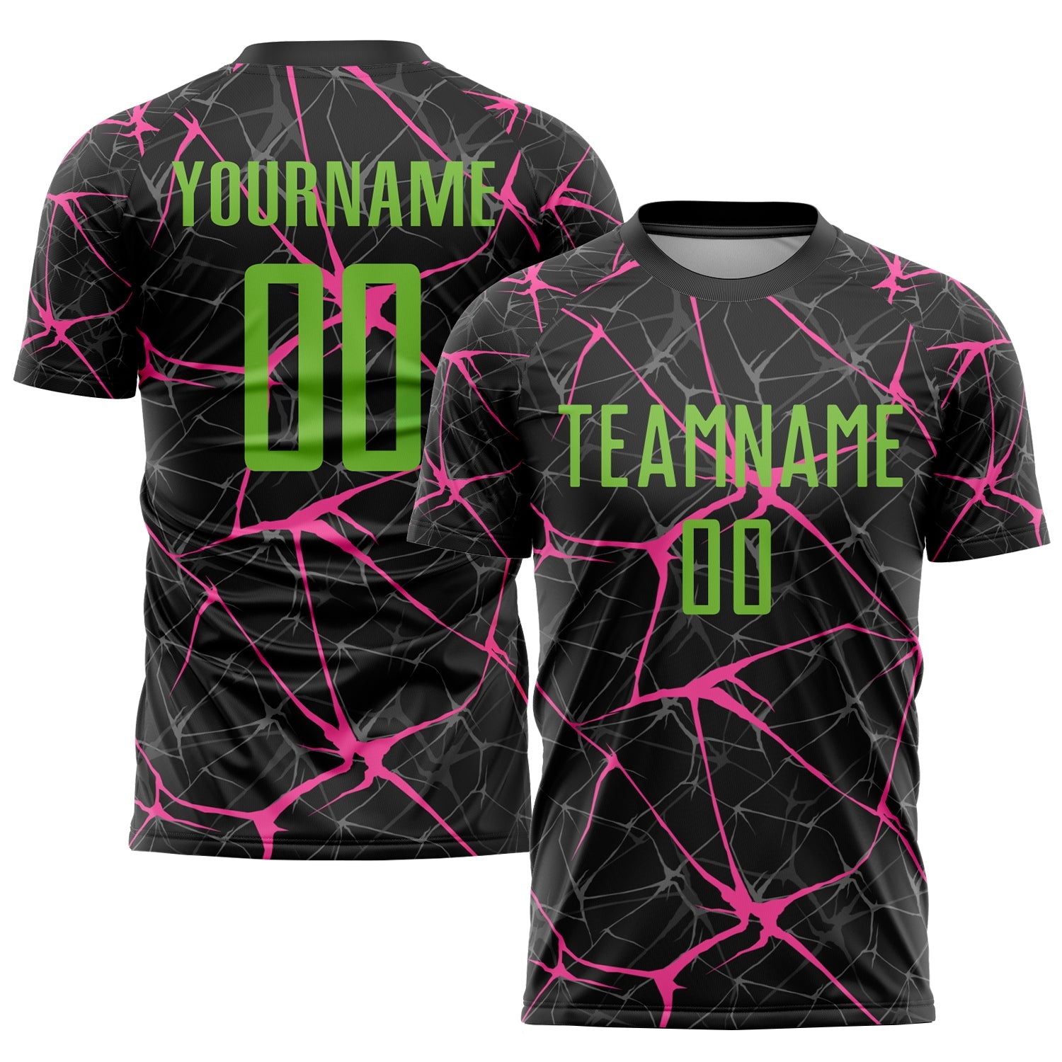 Custom Black Neon Green-Pink Sublimation Soccer Uniform Jersey - Sky-Custom