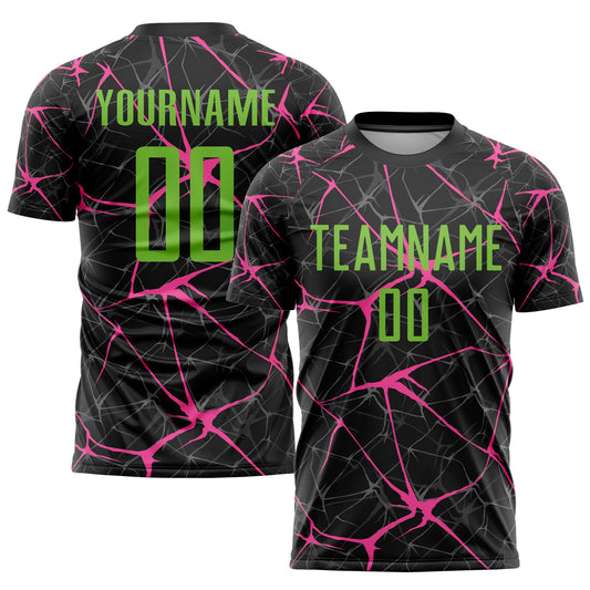 Custom Black Neon Green-Pink Sublimation Soccer Uniform Jersey - Sky-Custom