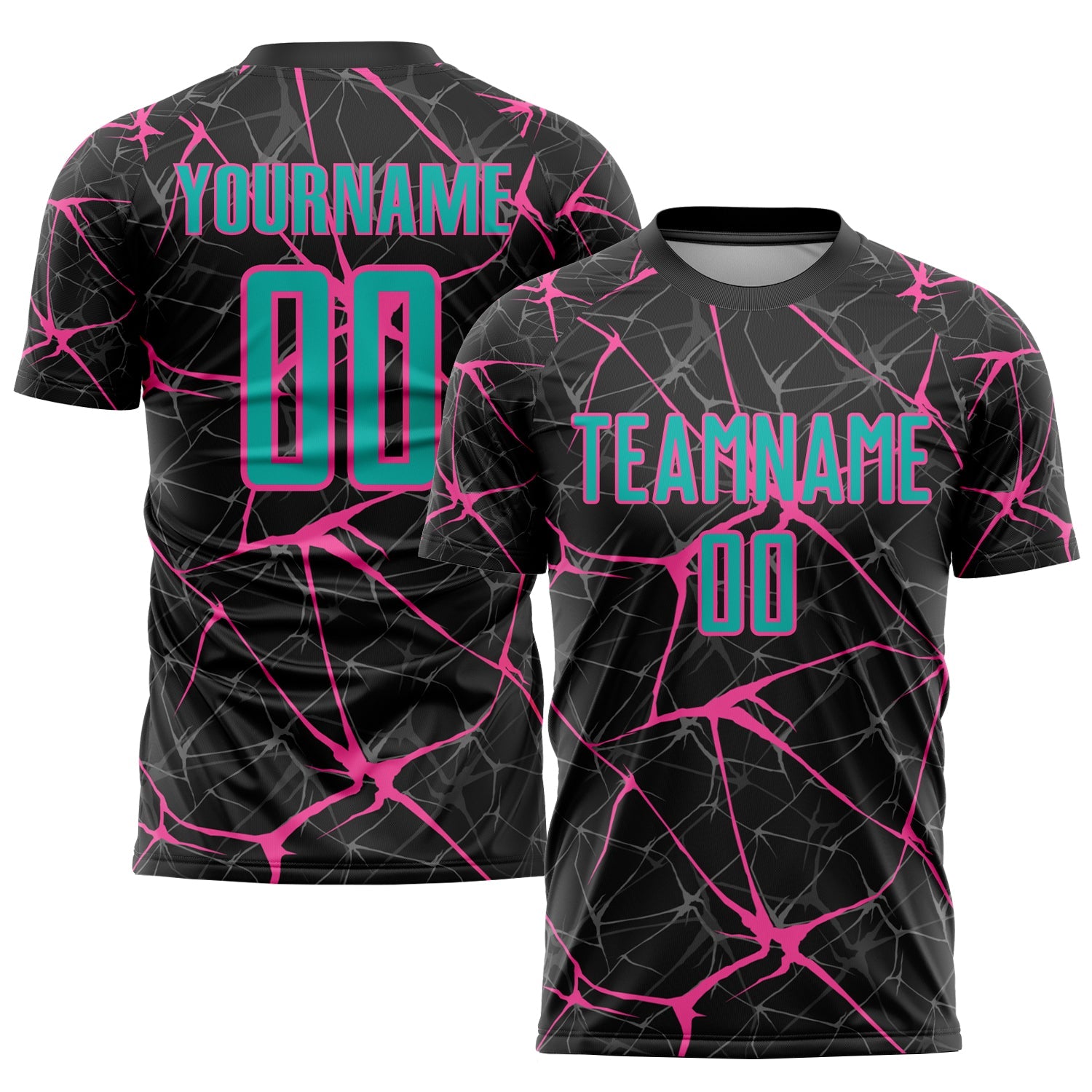 Custom Black Aqua-Pink Sublimation Soccer Uniform Jersey - Sky-Custom