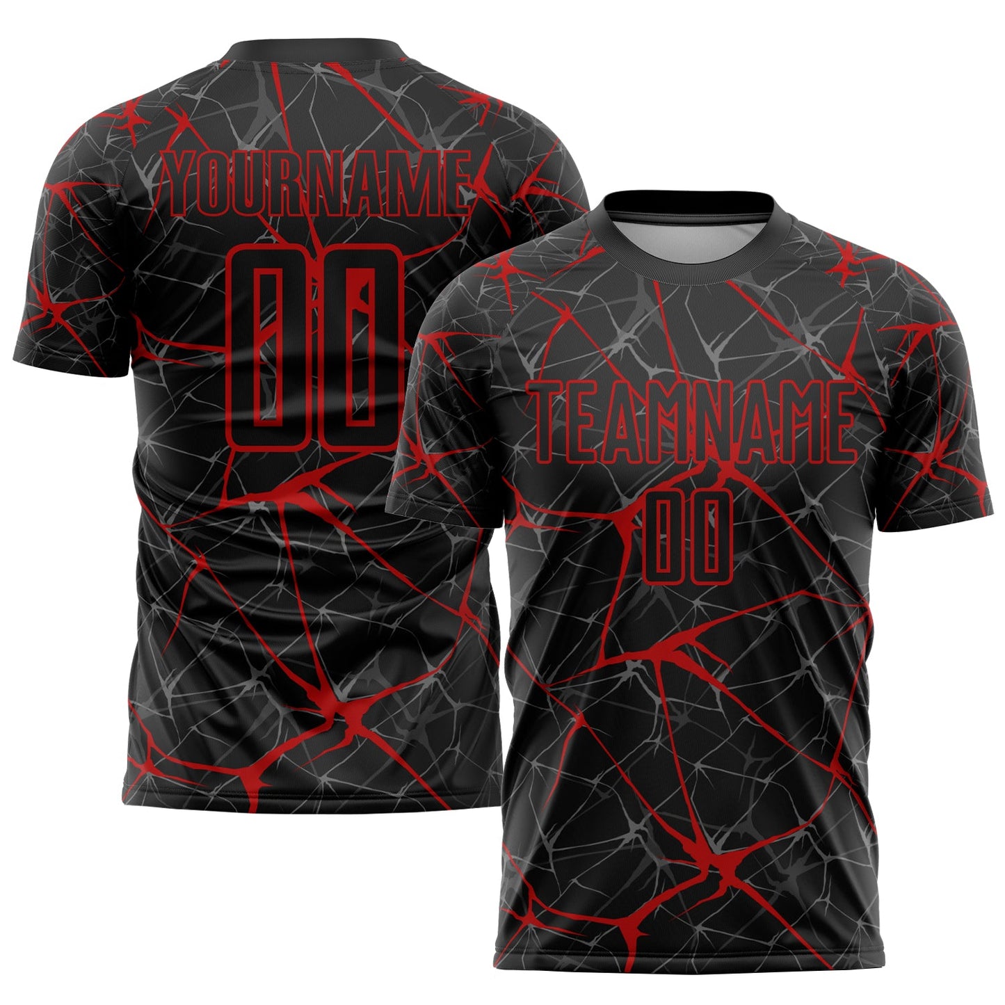 Custom Black Red Sublimation Soccer Uniform Jersey - Sky-Custom