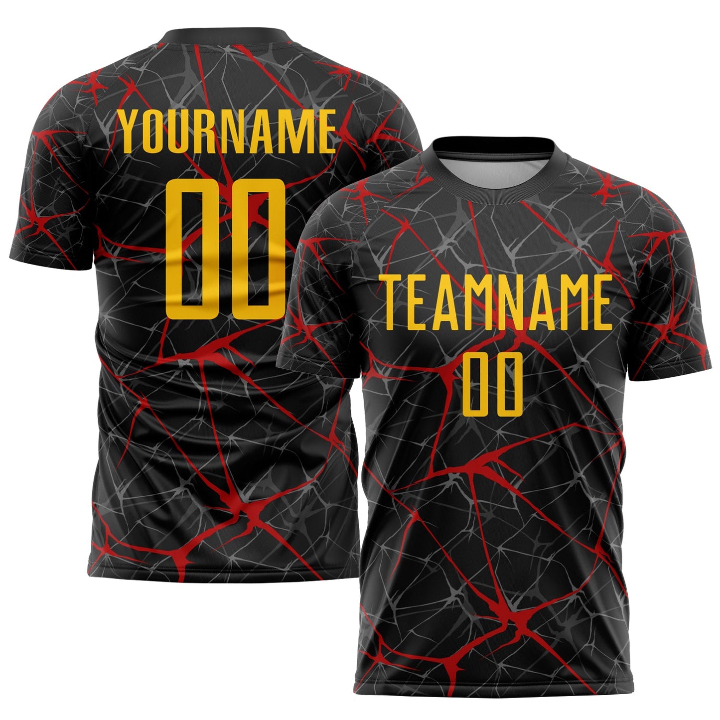 Custom Black Yellow-Red Sublimation Soccer Uniform Jersey - Sky-Custom