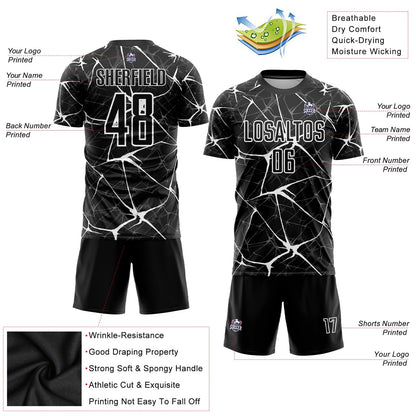 Custom Black White Sublimation Soccer Uniform Jersey - Sky-Custom