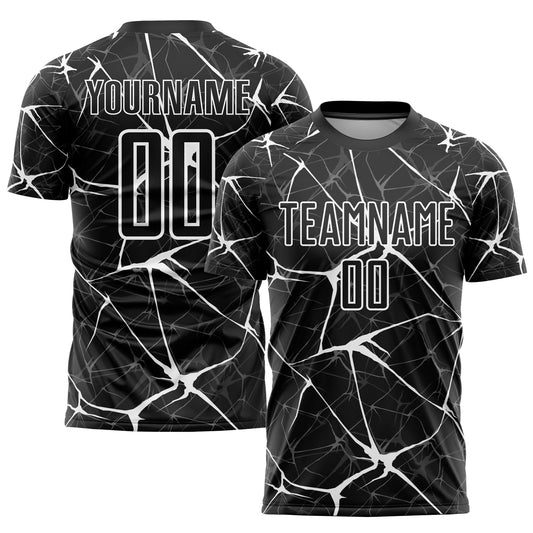 Custom Black White Sublimation Soccer Uniform Jersey - Sky-Custom