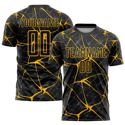 Custom Black Yellow Sublimation Soccer Uniform Jersey - Sky-Custom