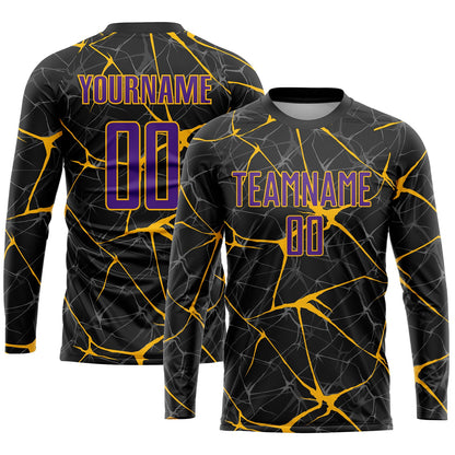 Custom Black Purple-Gold Sublimation Soccer Uniform Jersey - Sky-Custom