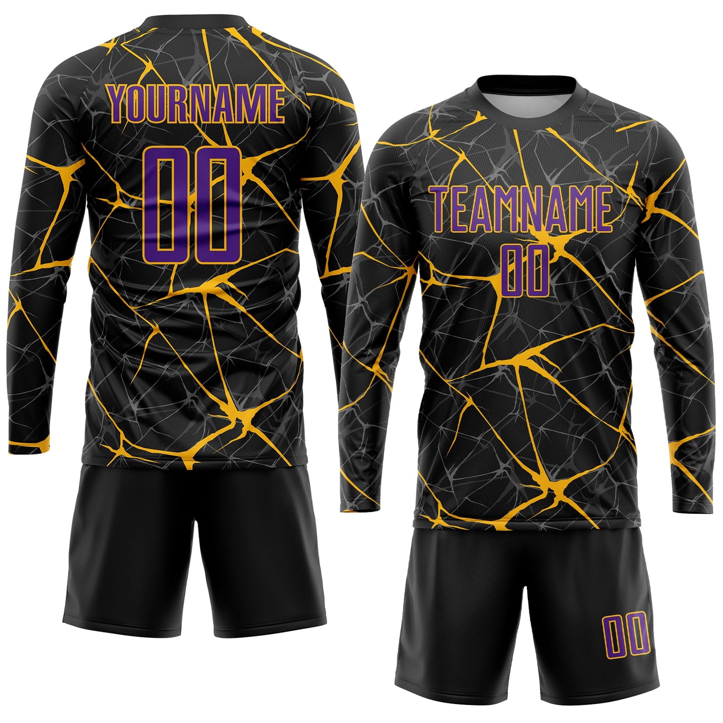 Custom Black Purple-Gold Sublimation Soccer Uniform Jersey - Sky-Custom