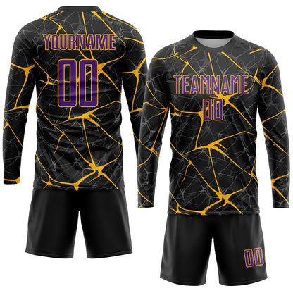 Custom Black Purple-Gold Sublimation Soccer Uniform Jersey - Sky-Custom