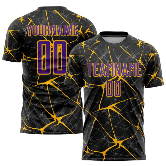 Custom Black Purple-Gold Sublimation Soccer Uniform Jersey - Sky-Custom