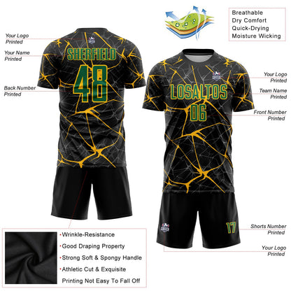 Custom Black Kelly Green-Gold Sublimation Soccer Uniform Jersey - Sky-Custom