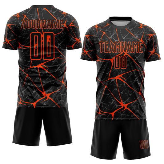 Custom Black Orange Sublimation Soccer Uniform Jersey - Sky-Custom