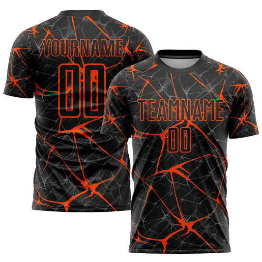 Custom Black Orange Sublimation Soccer Uniform Jersey - Sky-Custom