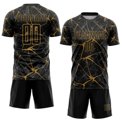 Custom Black Old Gold Sublimation Soccer Uniform Jersey - Sky-Custom