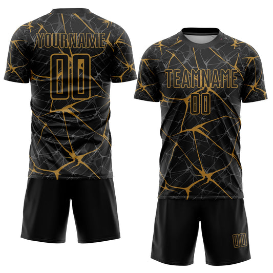 Custom Black Old Gold Sublimation Soccer Uniform Jersey - Sky-Custom