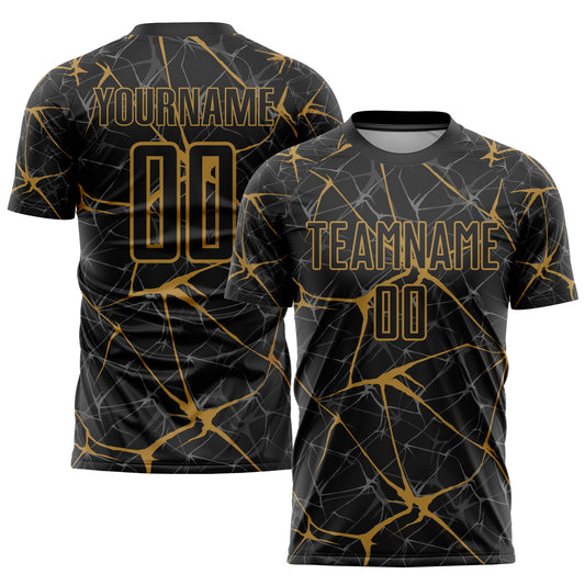 Custom Black Old Gold Sublimation Soccer Uniform Jersey - Sky-Custom