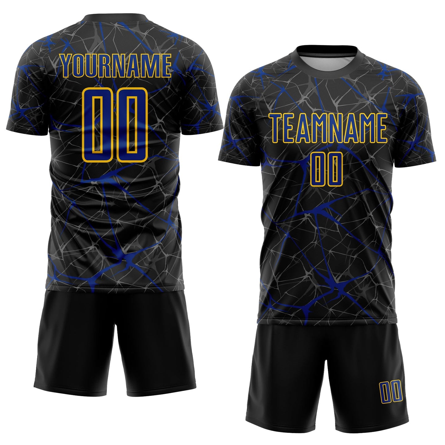 Custom Black Royal-Yellow Sublimation Soccer Uniform Jersey - Sky-Custom