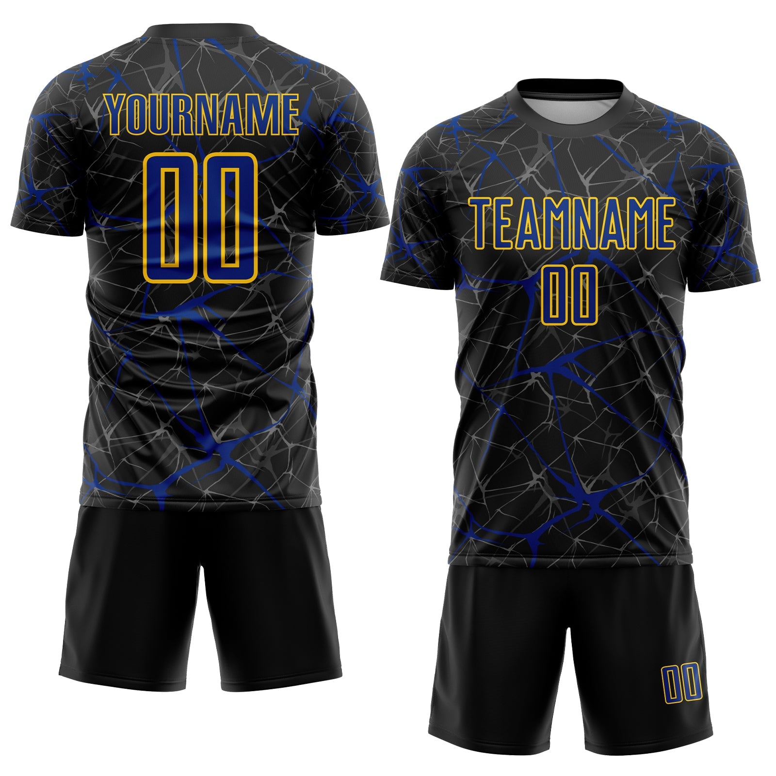 Custom Black Royal-Yellow Sublimation Soccer Uniform Jersey - Sky-Custom