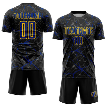 Custom Black Royal-Yellow Sublimation Soccer Uniform Jersey - Sky-Custom