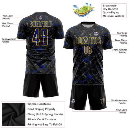 Custom Black Royal-Yellow Sublimation Soccer Uniform Jersey - Sky-Custom