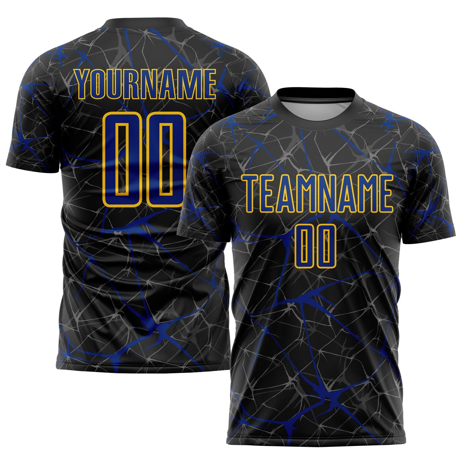 Custom Black Royal-Yellow Sublimation Soccer Uniform Jersey - Sky-Custom