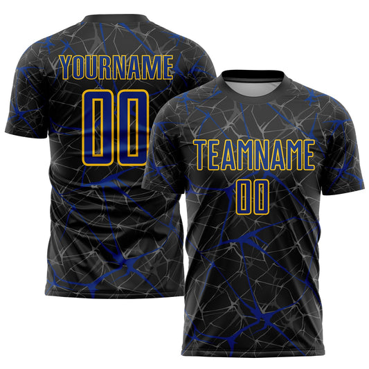 Custom Black Royal-Yellow Sublimation Soccer Uniform Jersey - Sky-Custom